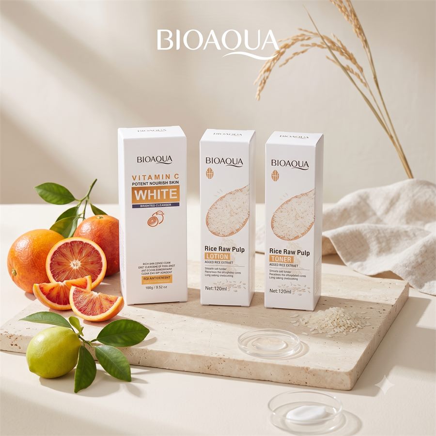 Kit Vitamina Bioaqua · Loción, Tónico y Limpiador de arroz